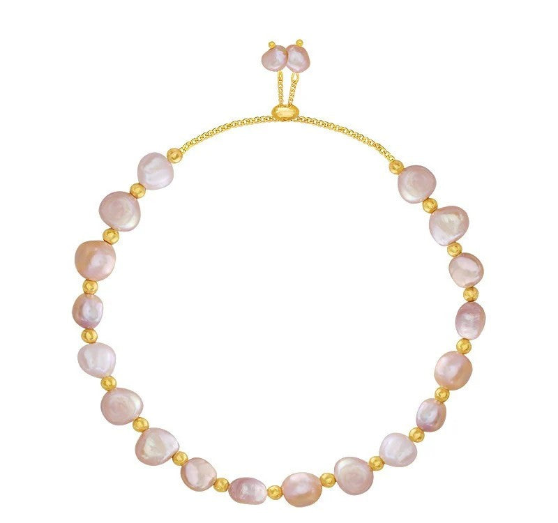 Oval Beads Pillar Doted Chain Bracelet