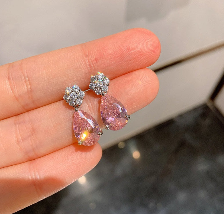 Pink Teardrop Earrings
