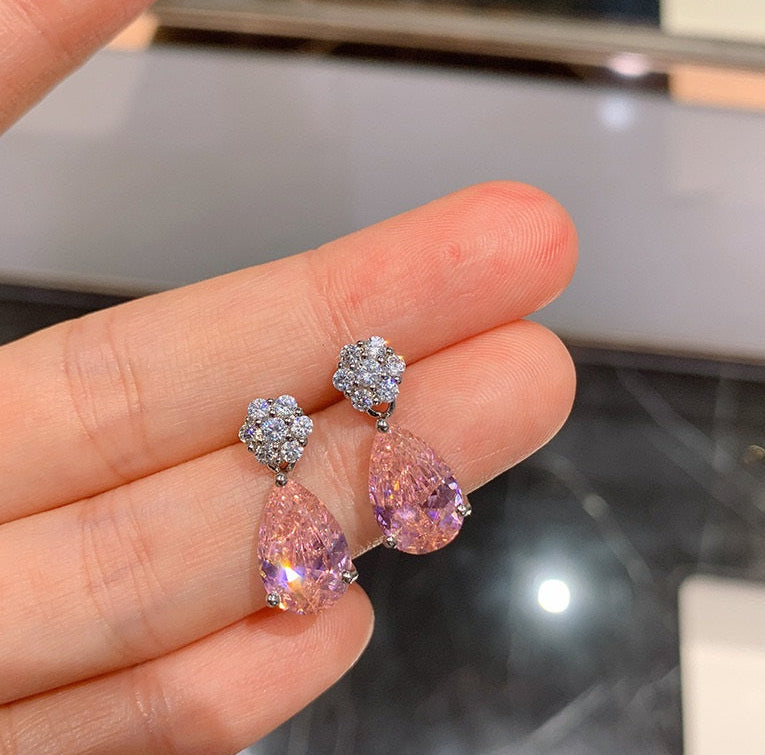 Pink Teardrop Earrings