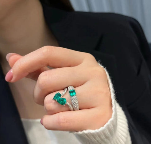 Rectangle Join Tear Cathedral Adjustable Ring