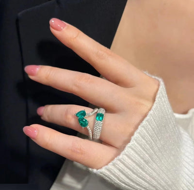 Rectangle Join Tear Cathedral Adjustable Ring