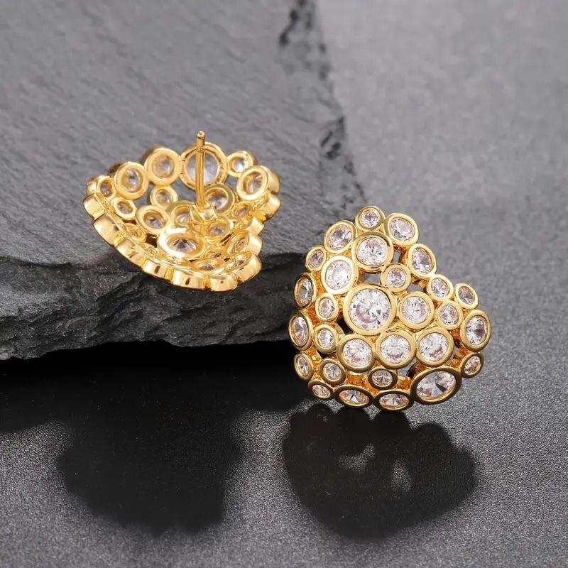 Colorful Copper Zirconia Gold-Plated Water Drop Earrings