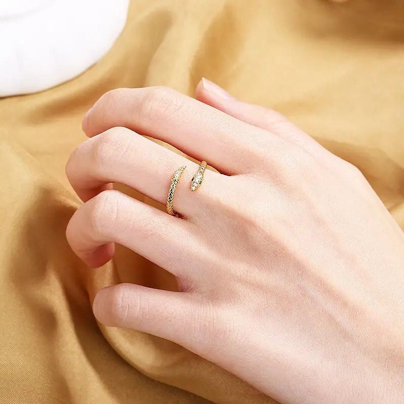Adjustable Snake Ring with Synthetic Zircon