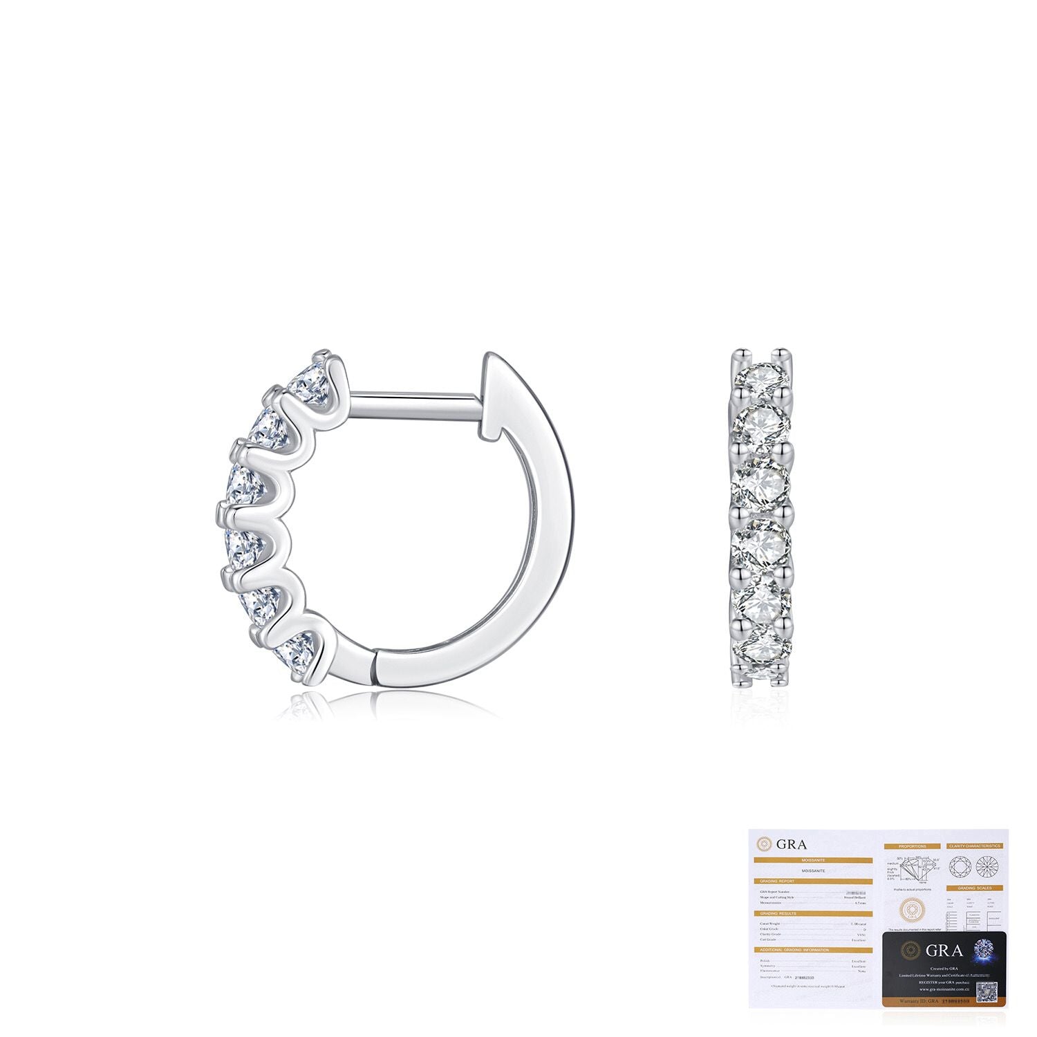 1 Pair Silver Plated 925 Sterling Silver Moissanite Round Earrings
