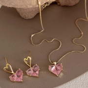 Y2K-Inspired 3pcs Heart Rhinestone Jewelry Set