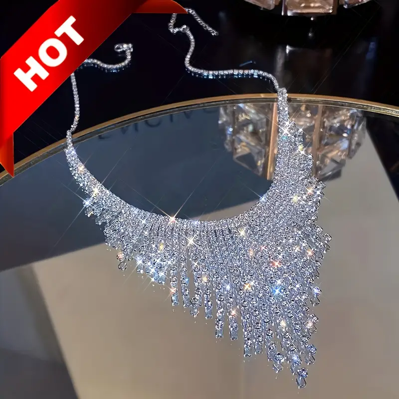 Elegant Luxury Silver-Plated  Earrings and Necklace Set