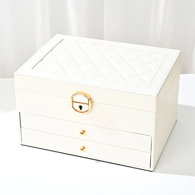 Luxury Three Layers High Quality Leather Jewelry Box