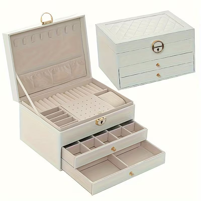 Luxury Three Layers High Quality Leather Jewelry Box