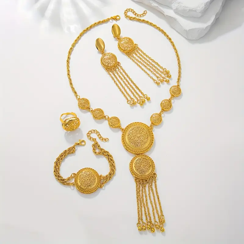 5pcs Elegant Jewelry Set18K Gold Plated Necklace