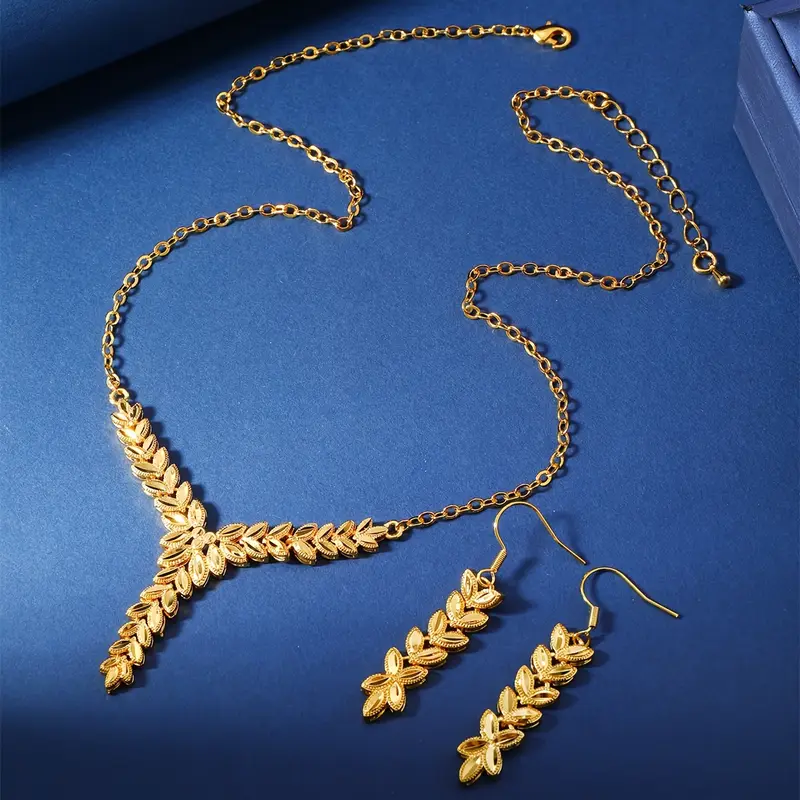 Elegant 24K Gold-Plated Wheat Spike Set