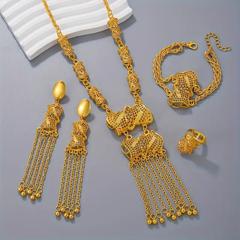 5pcs Elegant Jewelry Set18K Gold Plated Necklace