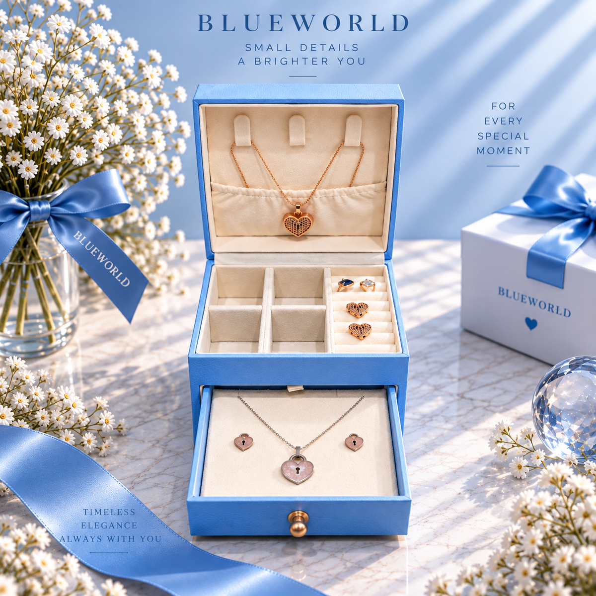 Square Travel Trinket Jewelry Ring Boxes Jewelry Case