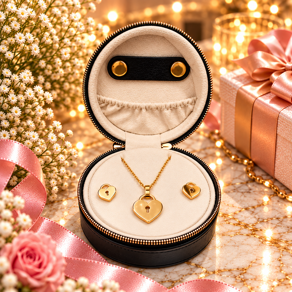 Round Mini Jewelry Organizer with Free Lock set