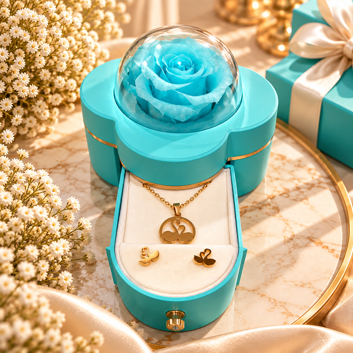 Rose-Shaped Jewelry Box