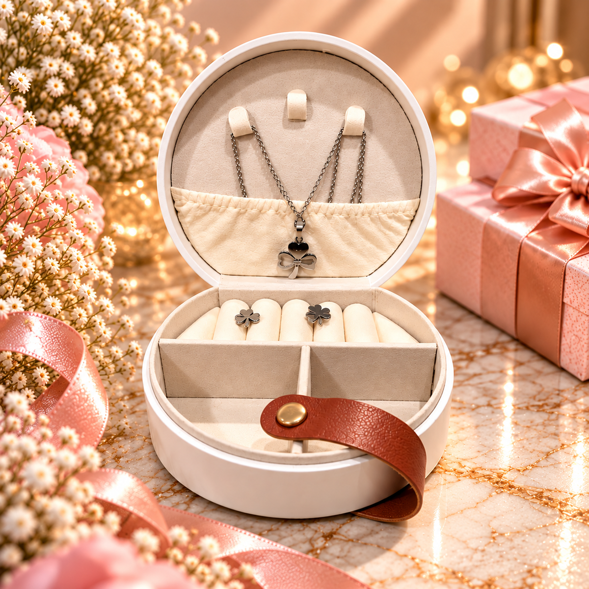 Mini Jewelry Storage Box with free necklace and earirngs