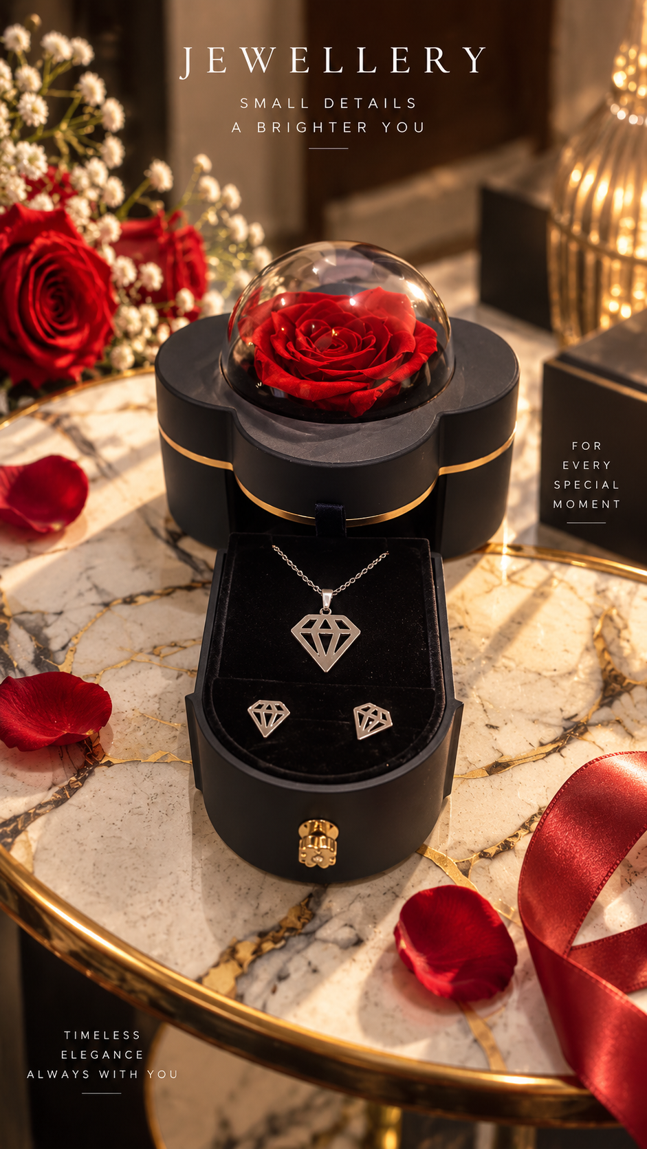 Cross-border ball jewelry flower box ring necklace